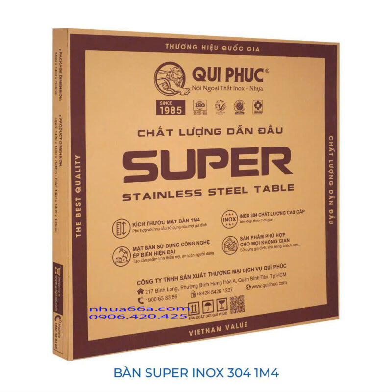 Bàn Super Inox 304 tròn 1m4 - Qui Phúc